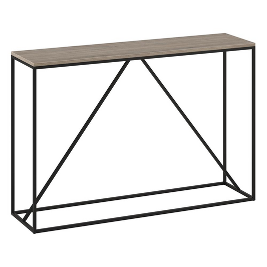 Nia 45" Wide Rectangular Console Table in Blackened Bronze/Antiqued Gray Oak