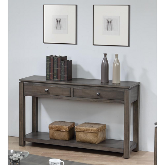 Sunset Trading Shades of Gray Sofa Console with Drawers and Shelf