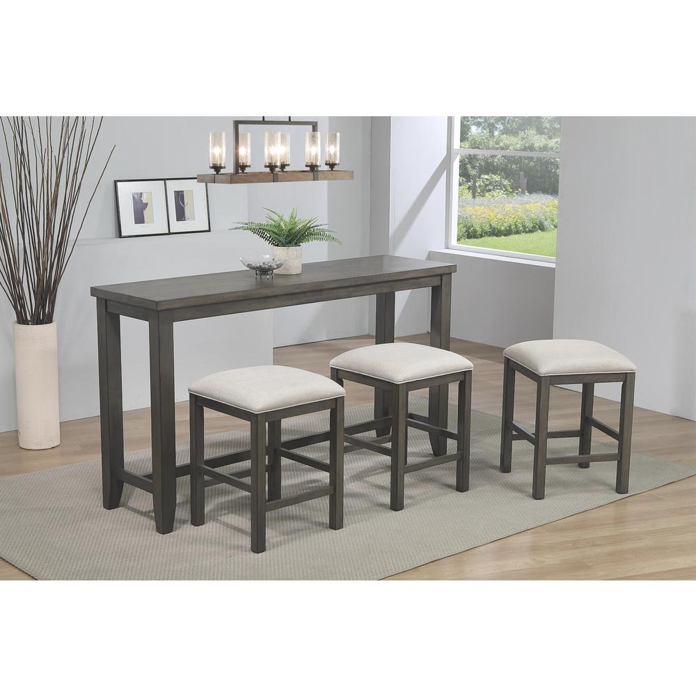 Sunset Trading Shades of Gray 4 Piece 65" Rectangular Narrow Pub Table Set | Small Space Counter Height Dining | Sofa Console with Stools | Seats 6