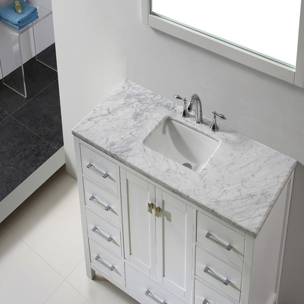 Aberdeen 48" White Transitional Bathroom Vanity w/ White Carrara Top