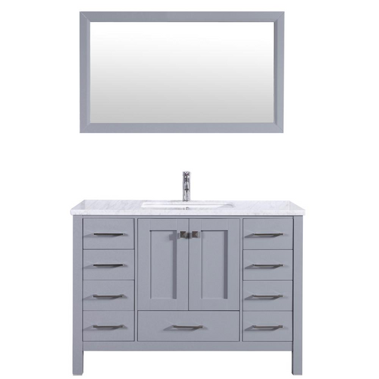 Aberdeen 42" Gray Transitional Bathroom Vanity w/ White Carrara Top