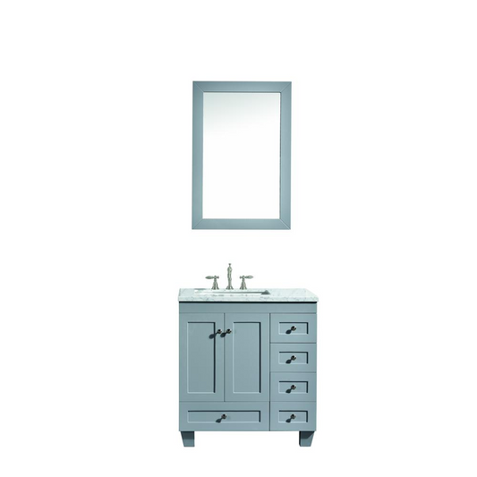 Acclaim 28" Gray Transitional Bathroom Vanity w/ White Carrara Top