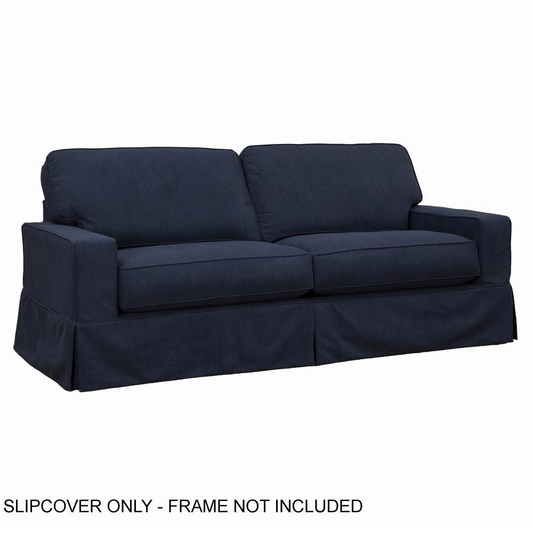 Sunset Trading Americana Slipcover Only for Box Cushion Track Arm Sofa | Stain Resistant Performance Fabric | Navy Blue