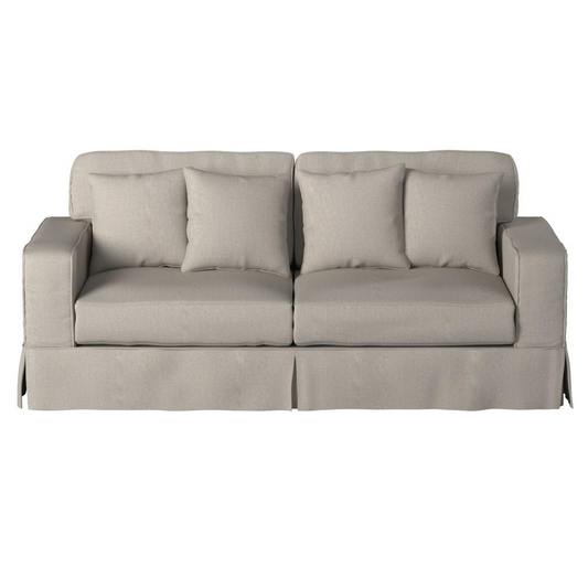 Sunset Trading Americana Slipcover for Box Cushion Track Arm Sofa | Light Gray