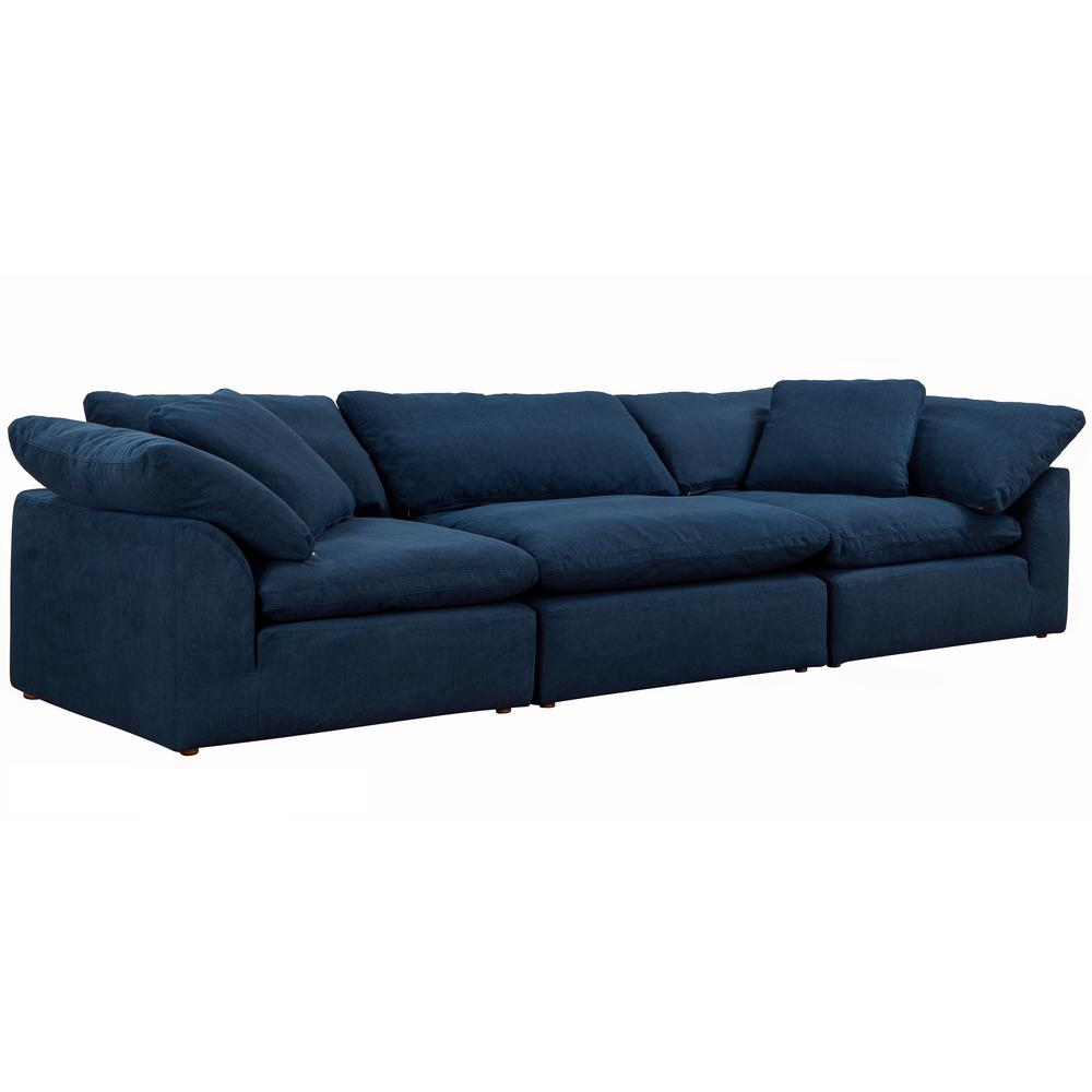 Sunset Trading Cloud Puff Slipcover for 2 Piece Modular Large Loveseat | Sectional Sofa Cover| Stain Resistant Performance Fabric | Navy Blue