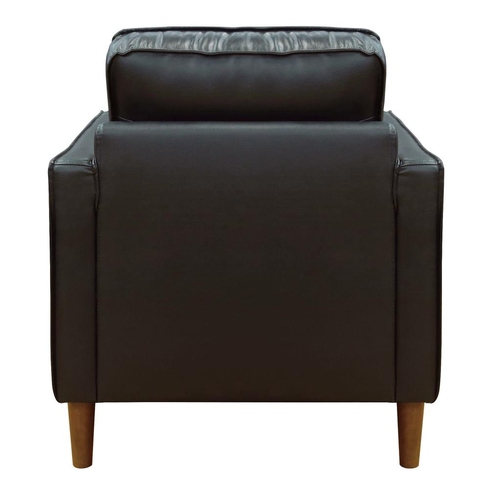 Sunset Trading Prelude 32" Wide Black Top Grain Leather Armchair | Mid Century Modern Accent Chair | Small Space Living Room Furniture