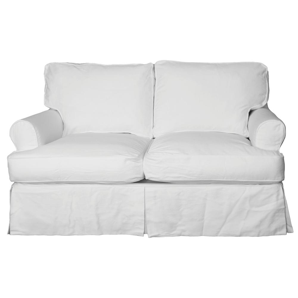 Sunset Trading Horizon Slipcover for T-Cushion Loveseat | Warm White