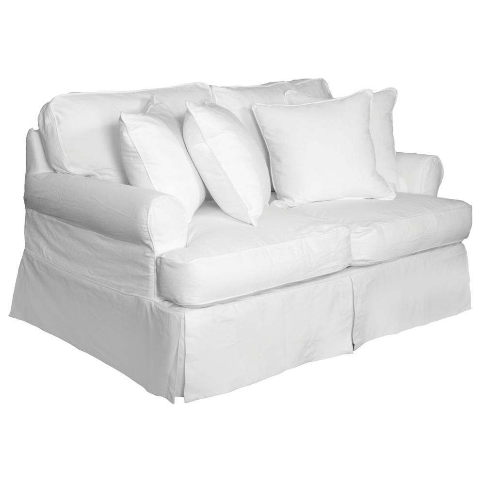 Sunset Trading Horizon Slipcover for T-Cushion Loveseat | Warm White