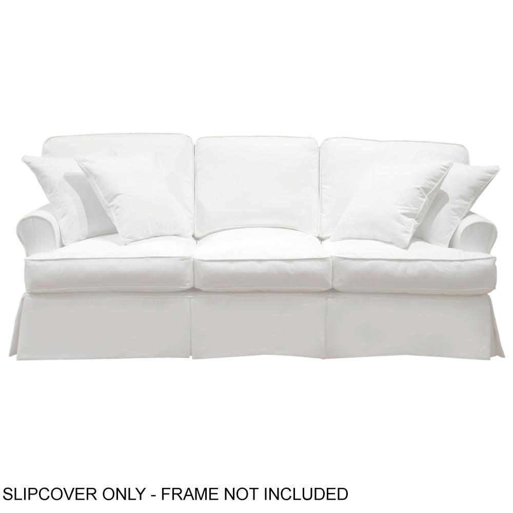 Sunset Trading Horizon Slipcover for T-Cushion Sofa | Stain Resistant Performance Fabric | White