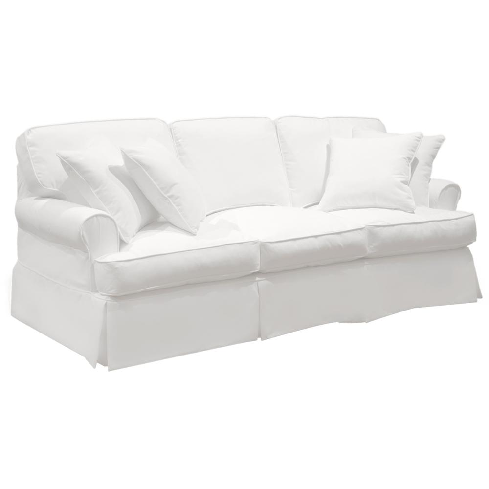 Sunset Trading Horizon Slipcover for T-Cushion Sofa | Stain Resistant Performance Fabric | White