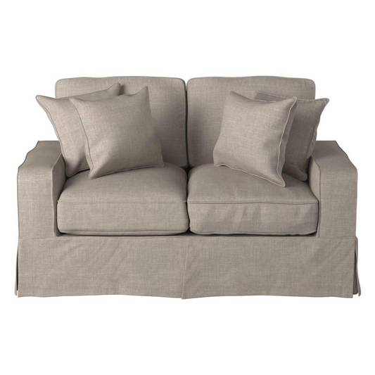 Sunset Trading Americana Slipcover for Box Cushion Track Arm Loveseat | Light Gray