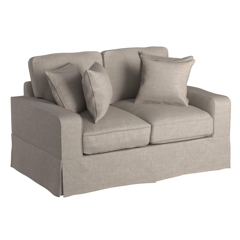 Sunset Trading Americana Slipcover for Box Cushion Track Arm Loveseat | Light Gray