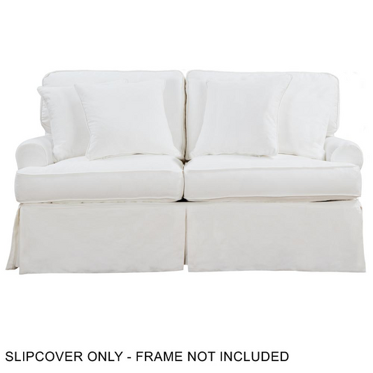 Sunset Trading Horizon Slipcover for T-Cushion Loveseat | Stain Resistant Performance Fabric | White