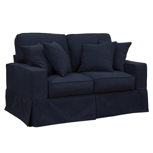 Sunset Trading Americana Slipcover Only for Box Cushion Track Arm Loveseat | Stain Resistant Performance Fabric | Navy Blue