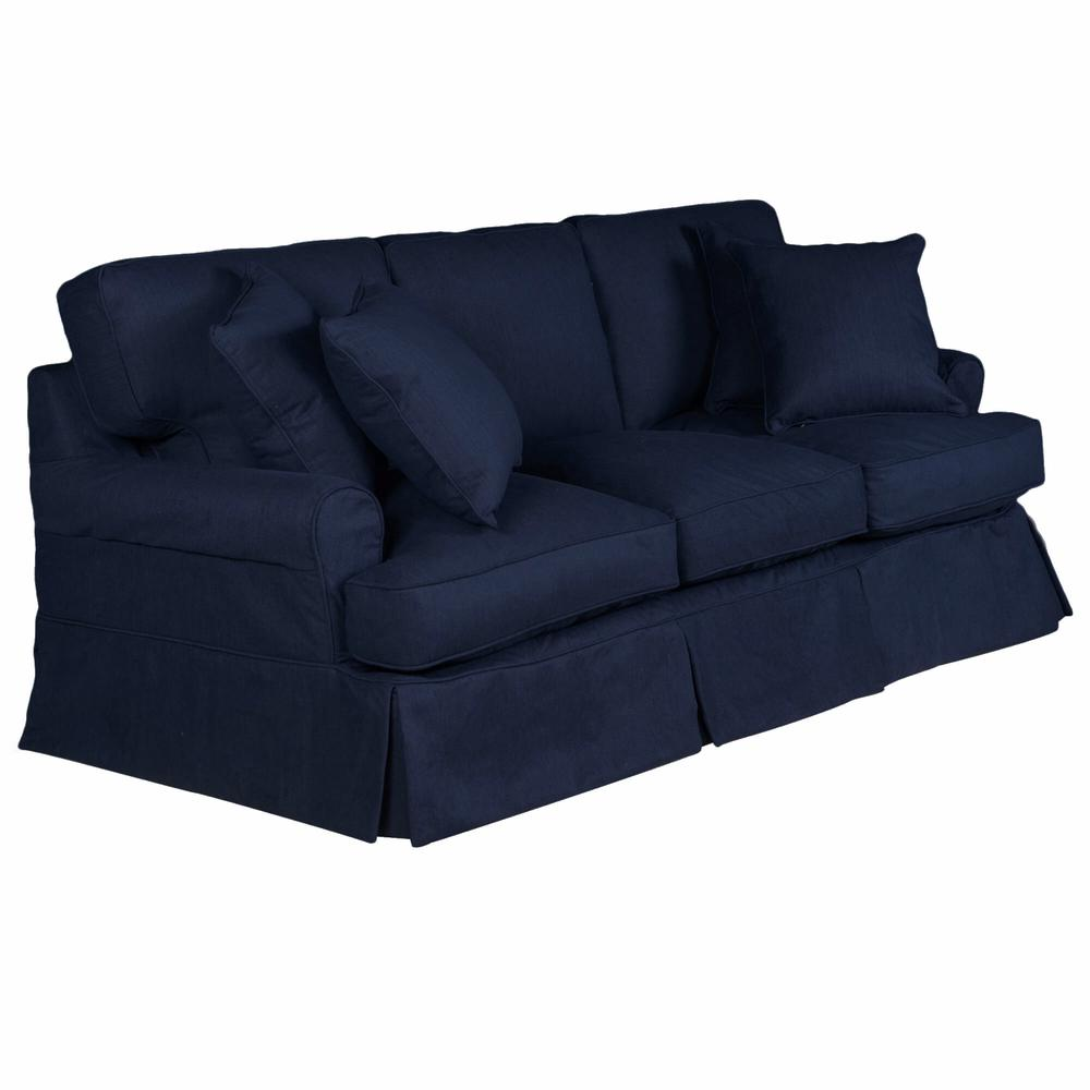 Sunset Trading Horizon Slipcover for T-Cushion Sofa | Stain Resistant Performance Fabric | Navy Blue