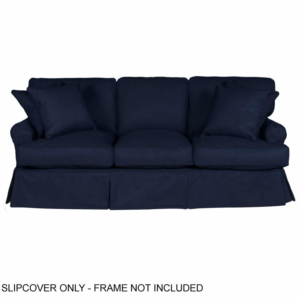 Sunset Trading Horizon Slipcover for T-Cushion Sofa | Stain Resistant Performance Fabric | Navy Blue