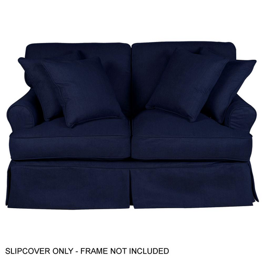 Sunset Trading Horizon Slipcover for T-Cushion Loveseat | Stain Resistant Performance Fabric | Navy Blue