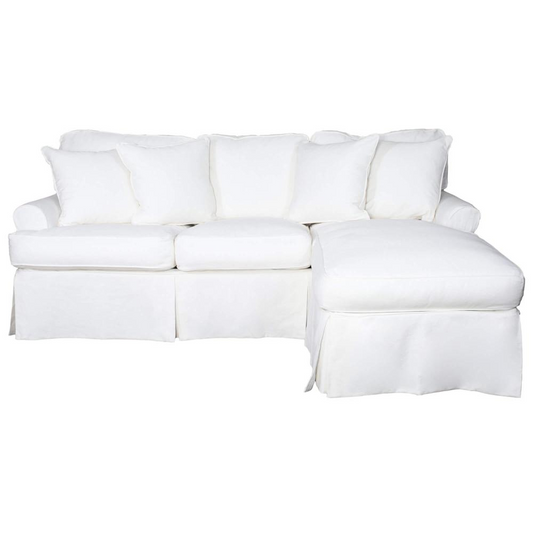 Sunset Trading Horizon Slipcover for T-Cushion Sectional Sofa with Chaise | Warm White