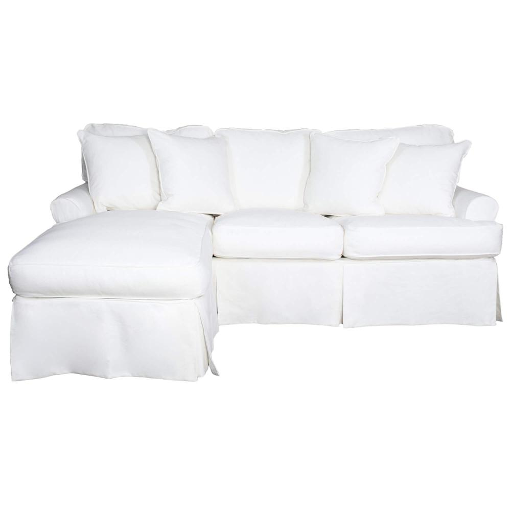 Sunset Trading Horizon Slipcover for T-Cushion Sectional Sofa with Chaise | Warm White