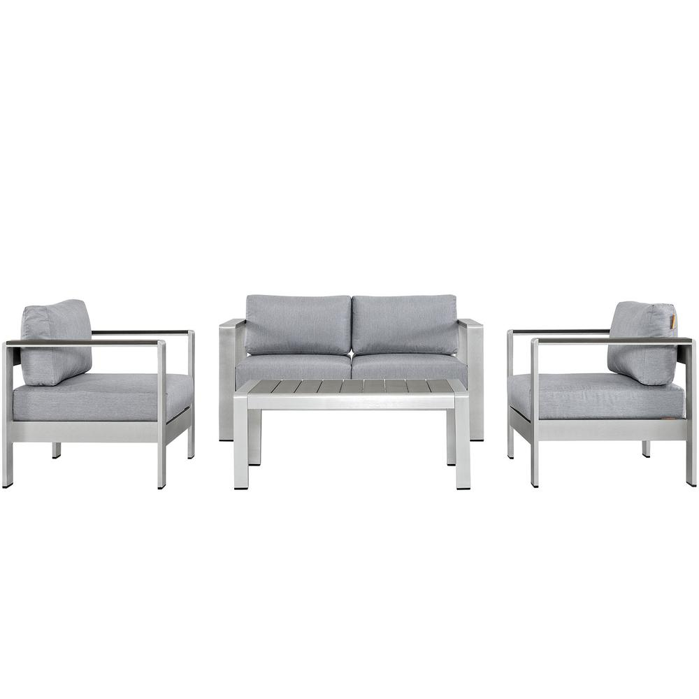 Shore 4 Piece Outdoor Patio Aluminum Sectional Sofa Set