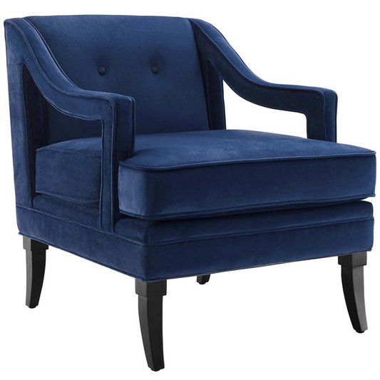 Concur Button Tufted Performance Velvet Armchair - Navy