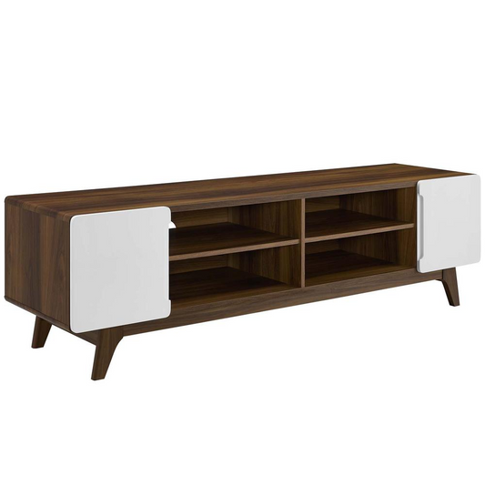 Tread 70" Media Console TV Stand - Walnut White EEI-3306-WAL-WHI