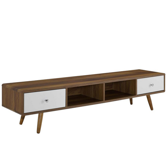 Transmit 70" Media Console Wood TV Stand - Walnut White EEI-3302-WAL-WHI