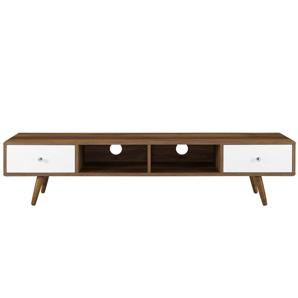 Transmit 70" Media Console Wood TV Stand - Walnut White EEI-3302-WAL-WHI