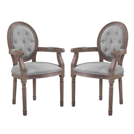 Arise Vintage French Upholstered Fabric Dining Armchair Set of 2