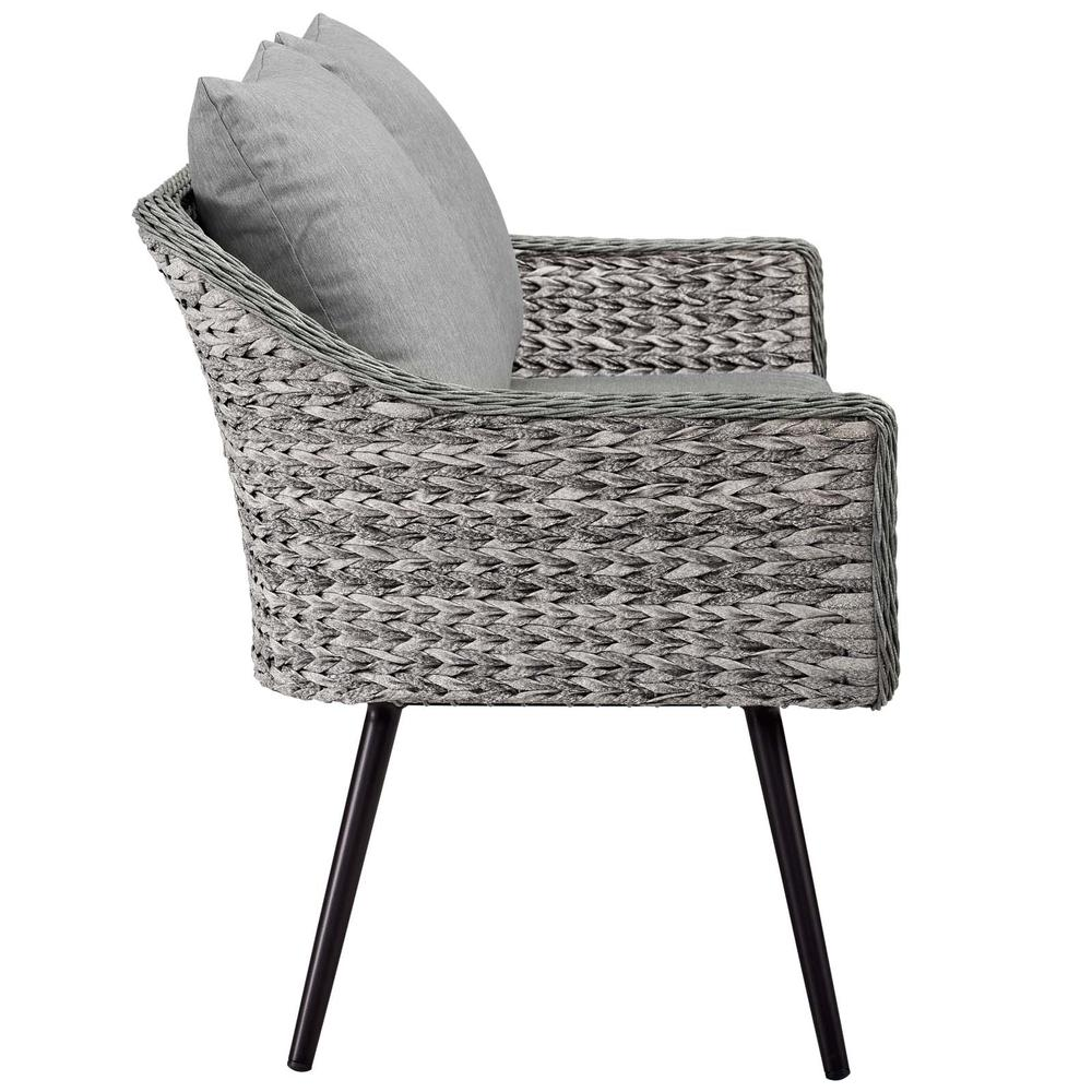Endeavor 3 Piece Outdoor Patio Wicker Rattan Loveseat and Armchair Set - Gray Gray EEI-3175-GRY-GRY-SET