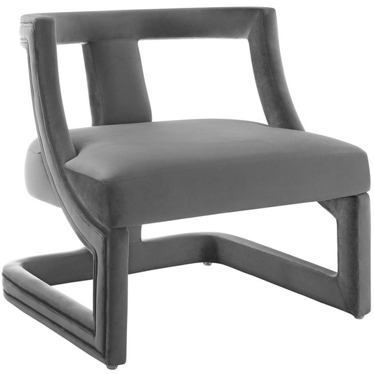 Requisite Accent Lounge Performance Velvet Armchair - Gray EEI-3485-GRY