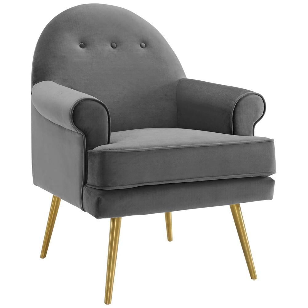 Revive Tufted Button Accent Performance Velvet Armchair - Gray EEI-3412-GRY