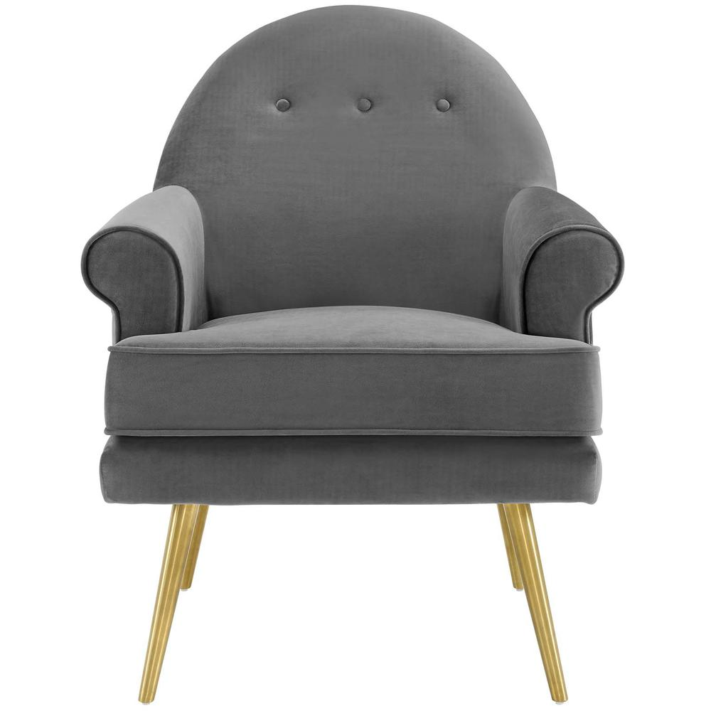 Revive Tufted Button Accent Performance Velvet Armchair - Gray EEI-3412-GRY