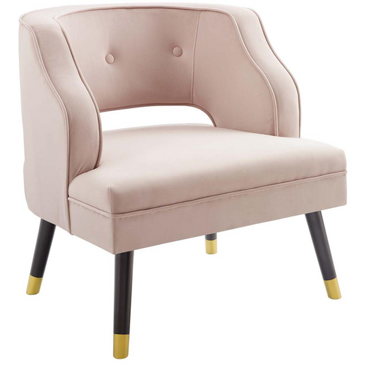 Traipse Button Tufted Open Back Performance Velvet Armchair - Pink EEI-3579-PNK