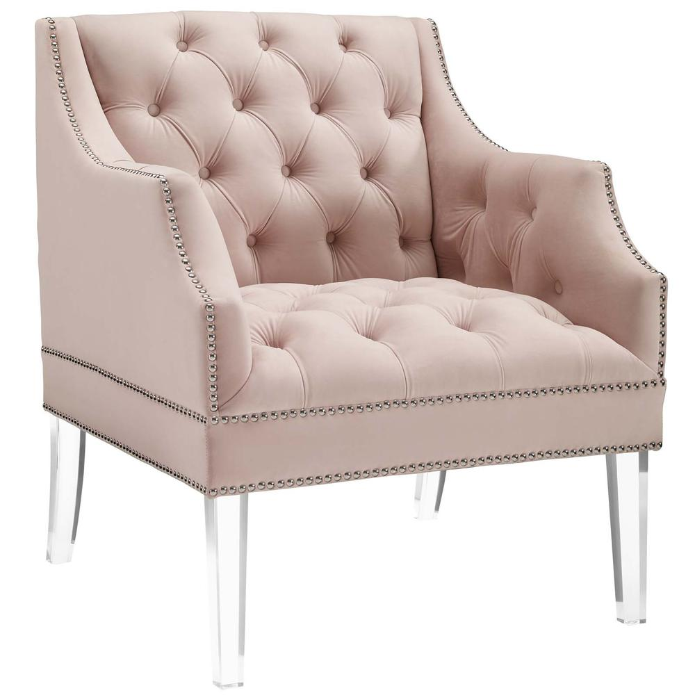 Proverbial Tufted Button Accent Performance Velvet Armchair - Pink EEI-3413-PNK