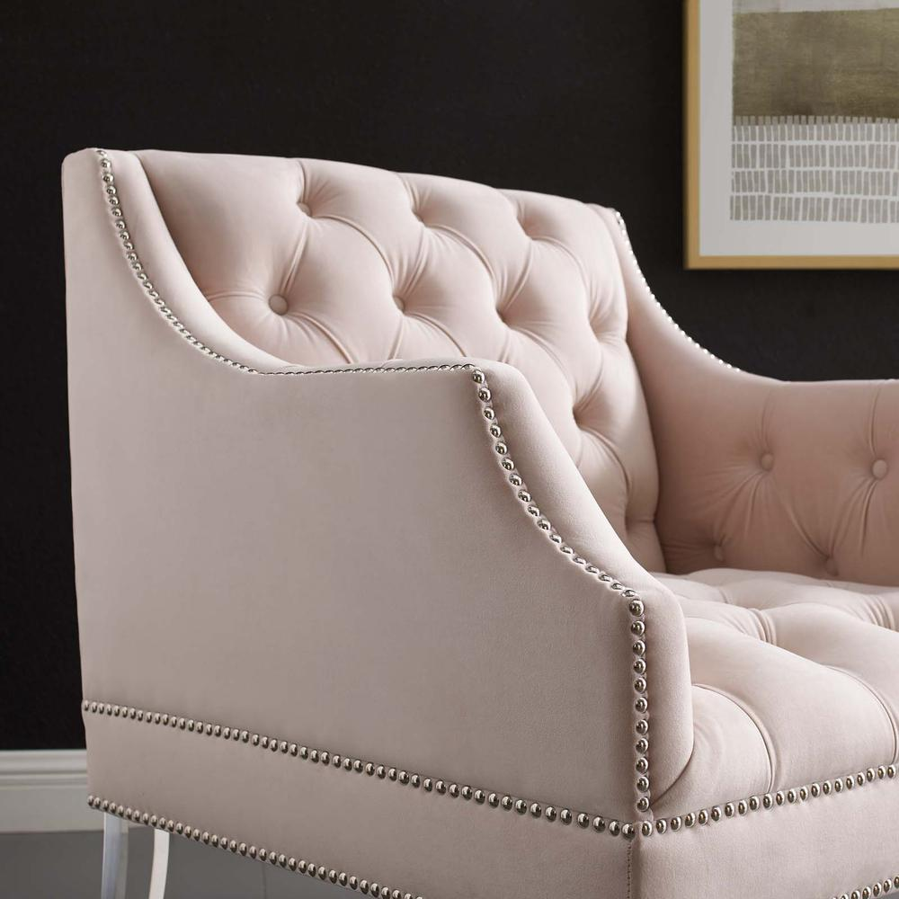 Proverbial Tufted Button Accent Performance Velvet Armchair - Pink EEI-3413-PNK