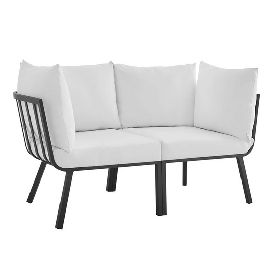 Riverside 2 Piece Outdoor Patio Aluminum Sectional Sofa Set - Gray White EEI-3781-SLA-WHI