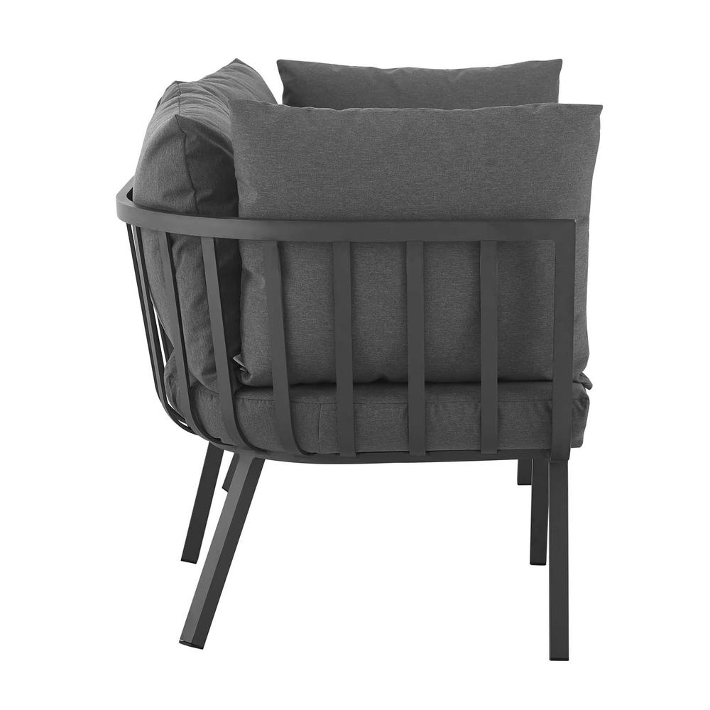 Riverside 2 Piece Outdoor Patio Aluminum Sectional Sofa Set - Gray Charcoal EEI-3781-SLA-CHA