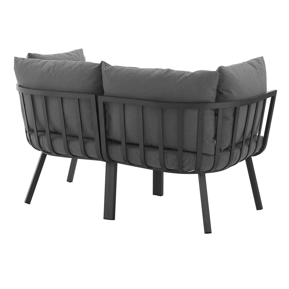Riverside 2 Piece Outdoor Patio Aluminum Sectional Sofa Set - Gray Charcoal EEI-3781-SLA-CHA
