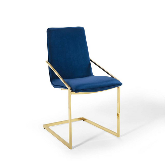 Pitch Performance Velvet Dining Armchair - Gold Navy EEI-3799-GLD-NAV