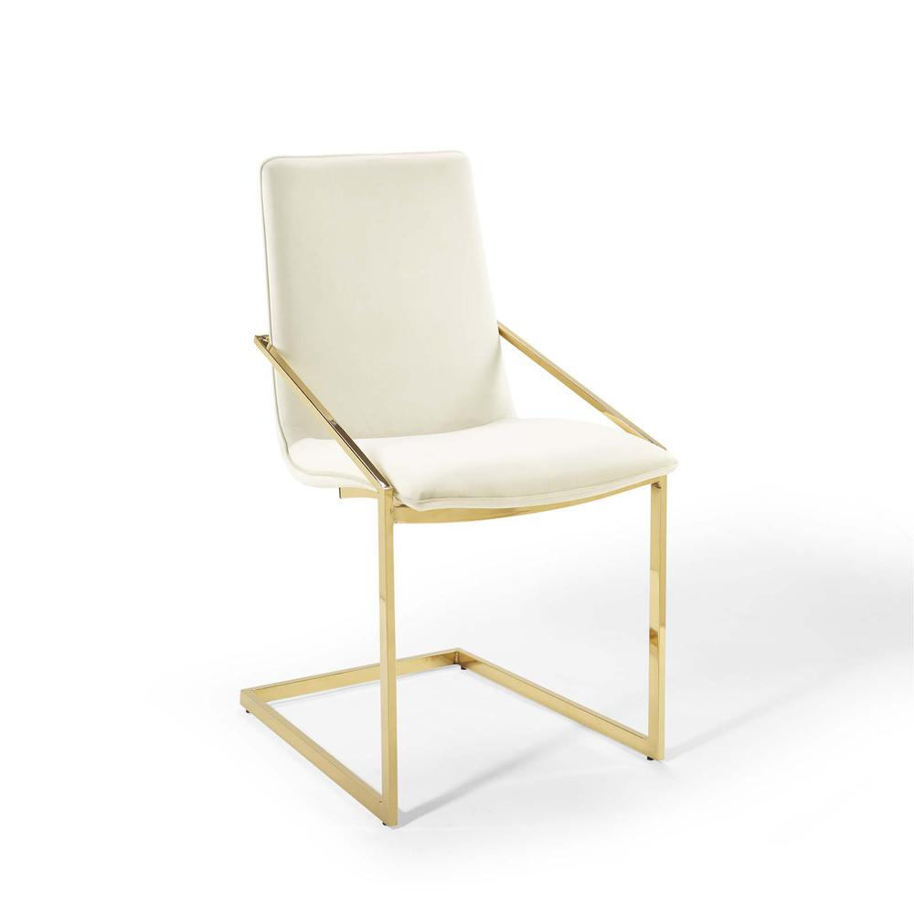 Pitch Performance Velvet Dining Armchair - Gold Ivory EEI-3799-GLD-IVO