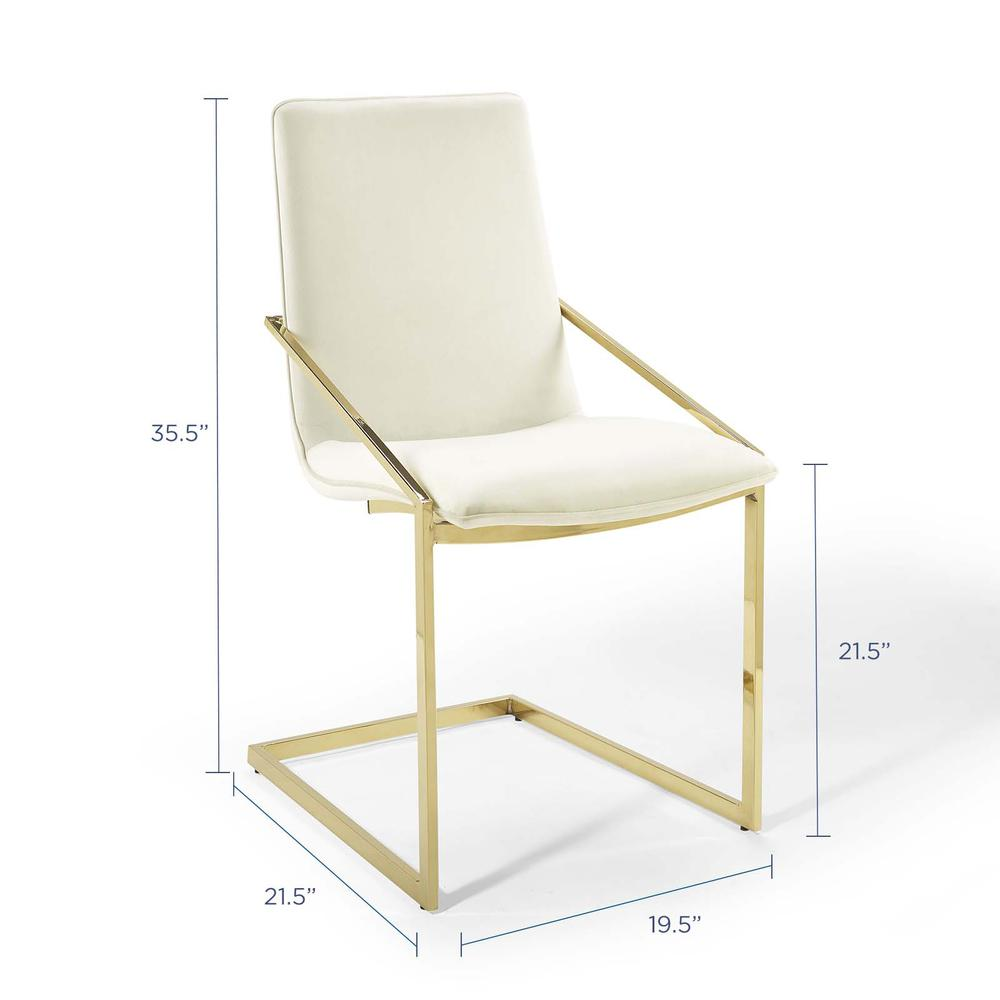 Pitch Performance Velvet Dining Armchair - Gold Ivory EEI-3799-GLD-IVO