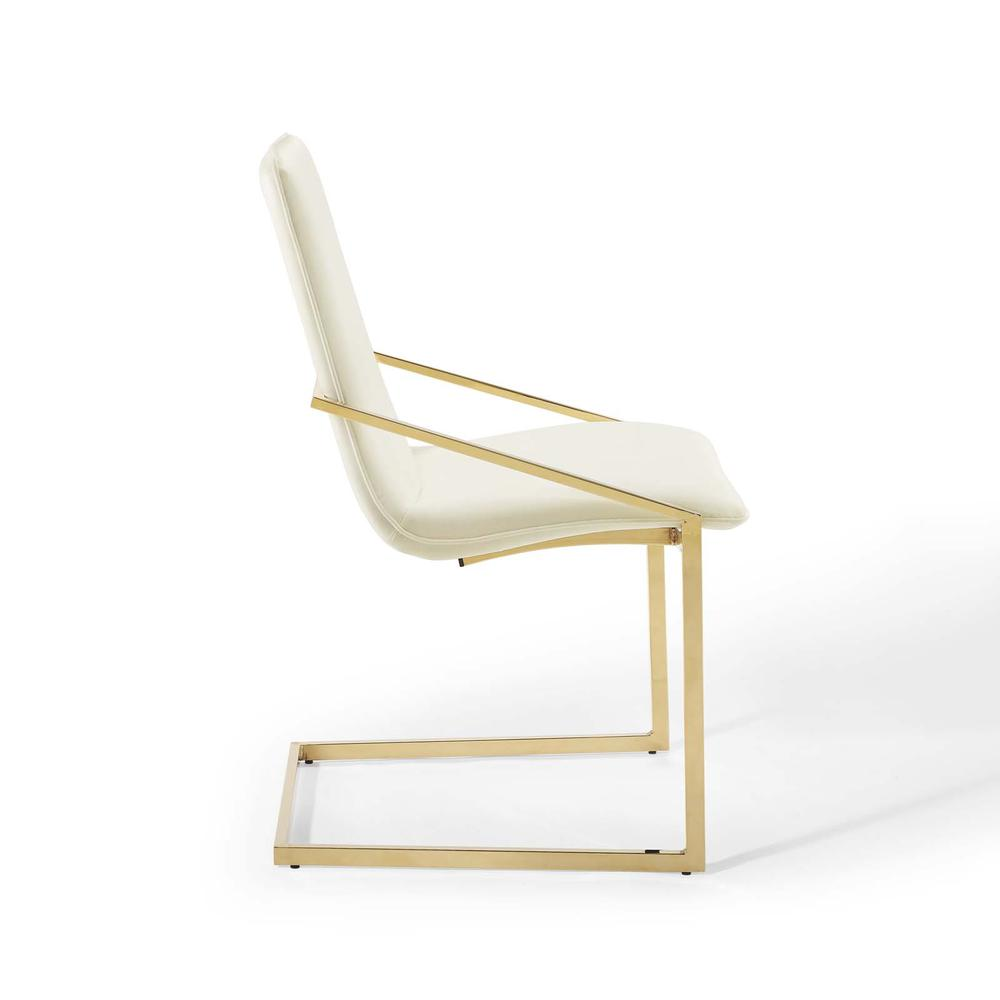 Pitch Performance Velvet Dining Armchair - Gold Ivory EEI-3799-GLD-IVO