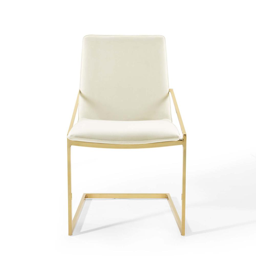 Pitch Performance Velvet Dining Armchair - Gold Ivory EEI-3799-GLD-IVO