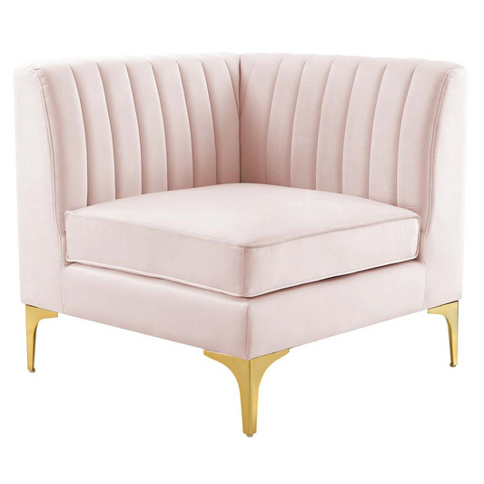 Triumph Channel Tufted Performance Velvet Sectional Sofa Corner Chair - Pink EEI-3983-PNK