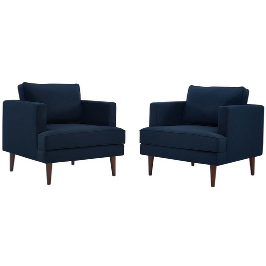 Agile Upholstered Fabric Armchair Set of 2 - Blue