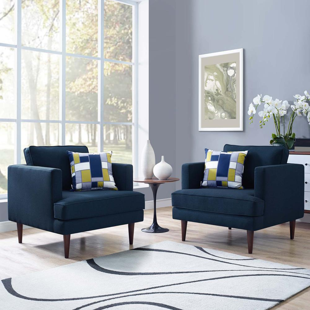 Agile Upholstered Fabric Armchair Set of 2 - Blue