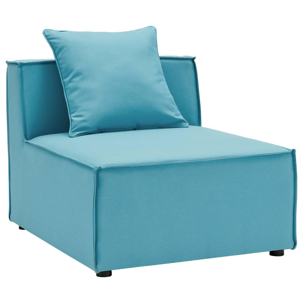 Saybrook Outdoor Patio Upholstered Sectional Sofa Armless Chair - Turquoise EEI-4209-TUR