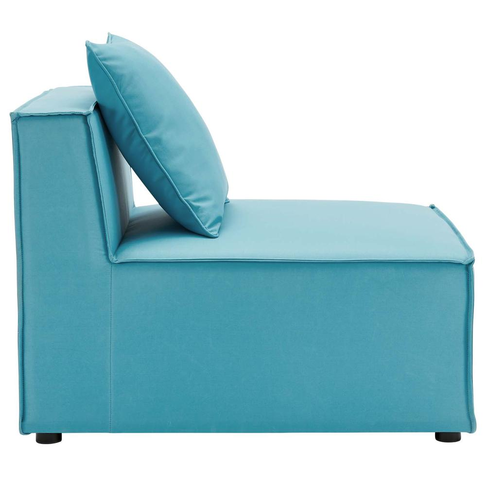 Saybrook Outdoor Patio Upholstered Sectional Sofa Armless Chair - Turquoise EEI-4209-TUR