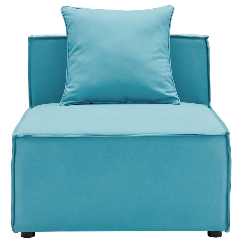 Saybrook Outdoor Patio Upholstered Sectional Sofa Armless Chair - Turquoise EEI-4209-TUR